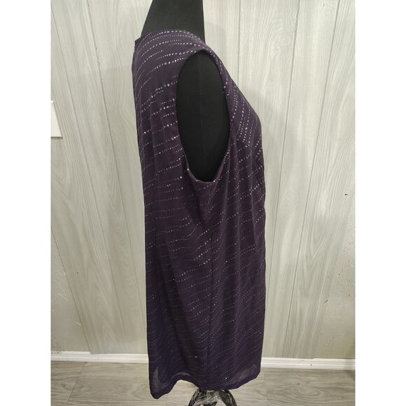 Women's Sequin Look Sleeveless Dark Purple Dress Plus 22W Whimsigoth Fairy - Picture 2 of 8